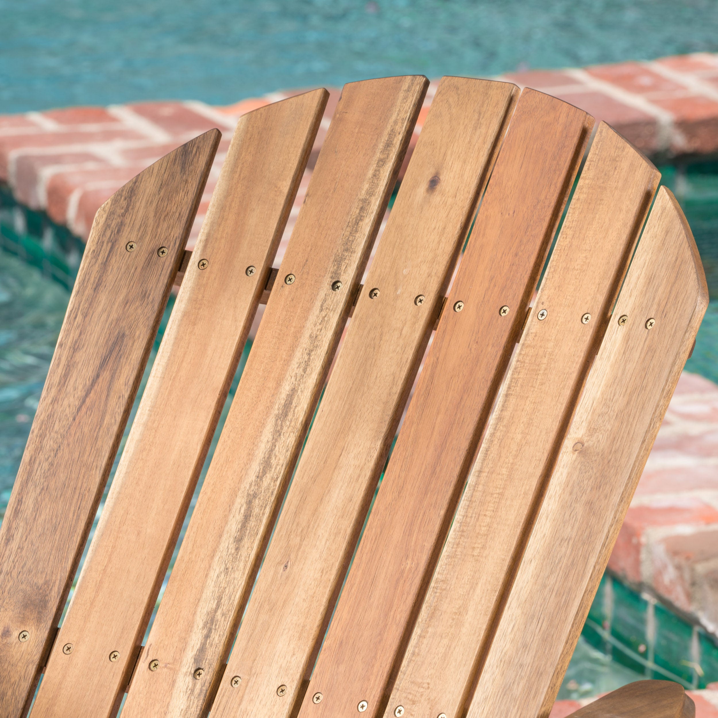 Milan Outdoor Acacia Wood Folding Adirondack Chair, Natural Stained