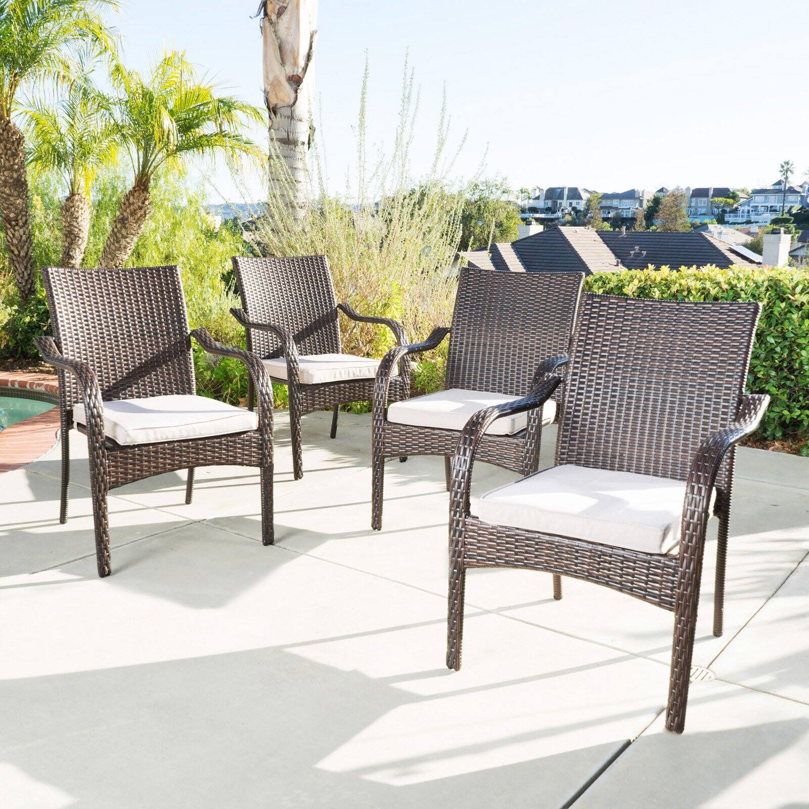 Solomon Wicker Stacking Chairs - Set of 4