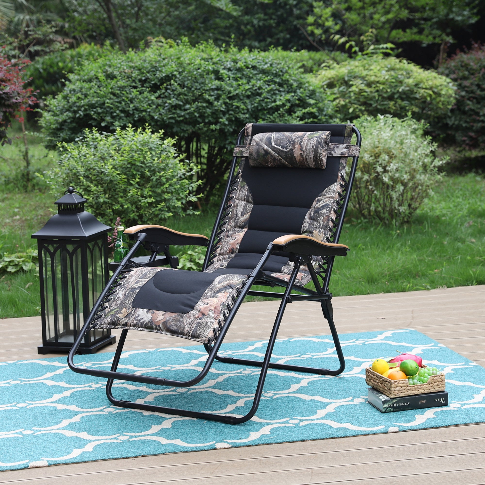 MF Studio XL Oversized Padded Zero Gravity Chair Folding Lounge Recliners With Cup Holder Camouflage