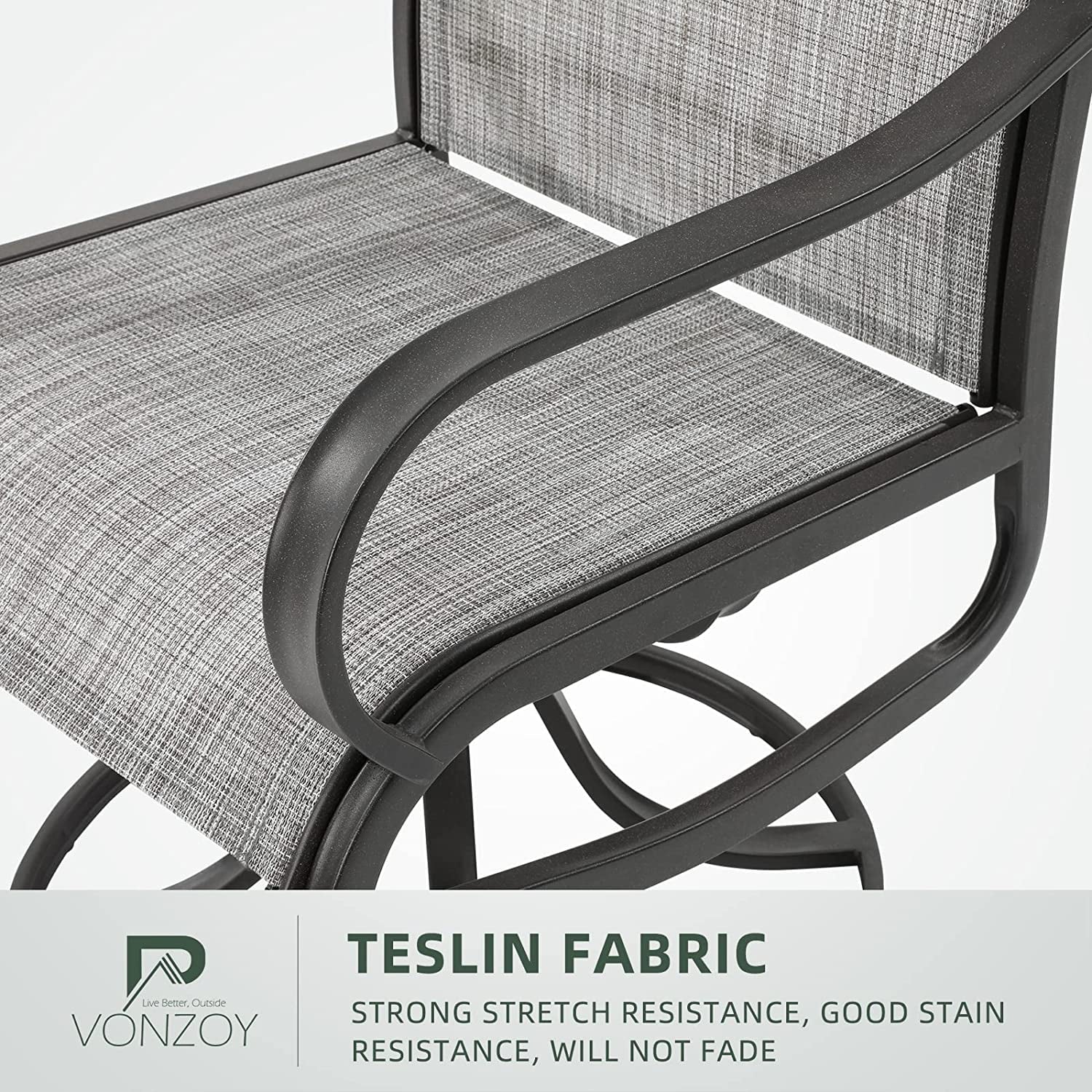 Amopatio Patio Swivel Chairs Set of 2, High Back Outdoor Dining Chair with Textilene Mesh Fabric for Lawn Garden Backyard