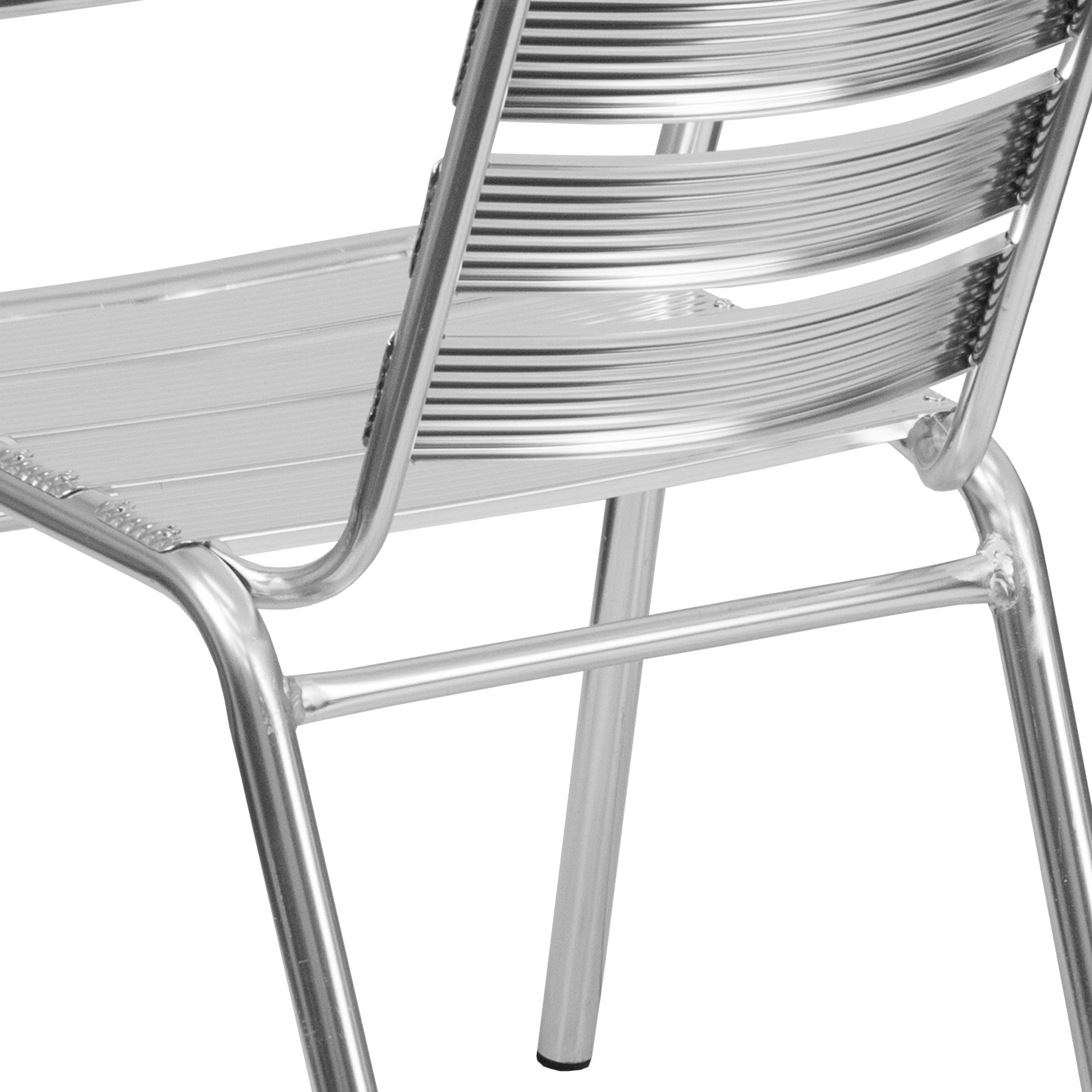 Emma + Oliver Heavy Duty Aluminum Indoor-Outdoor Stack Chair w/ Triple Slat Back