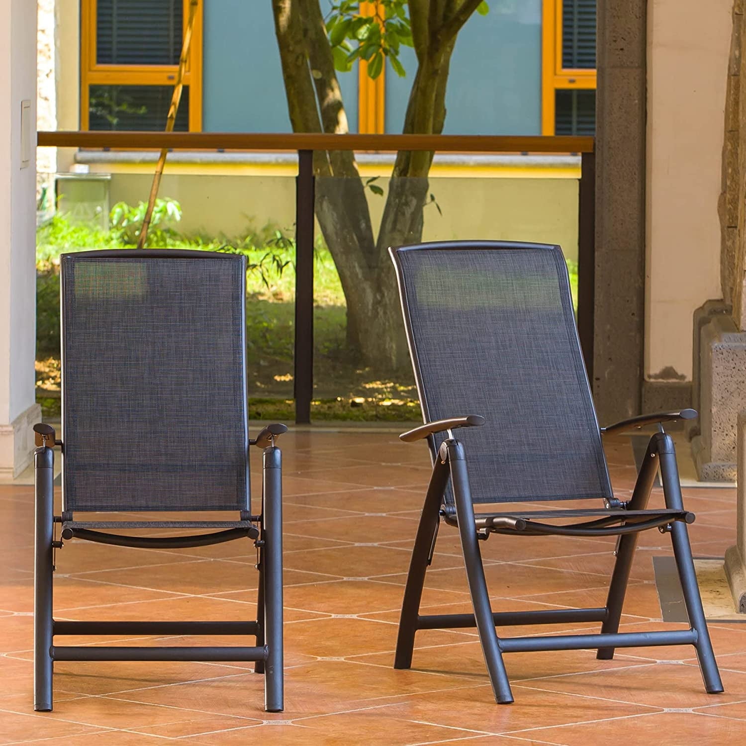 Domi Folding Patio Chairs Set of 2