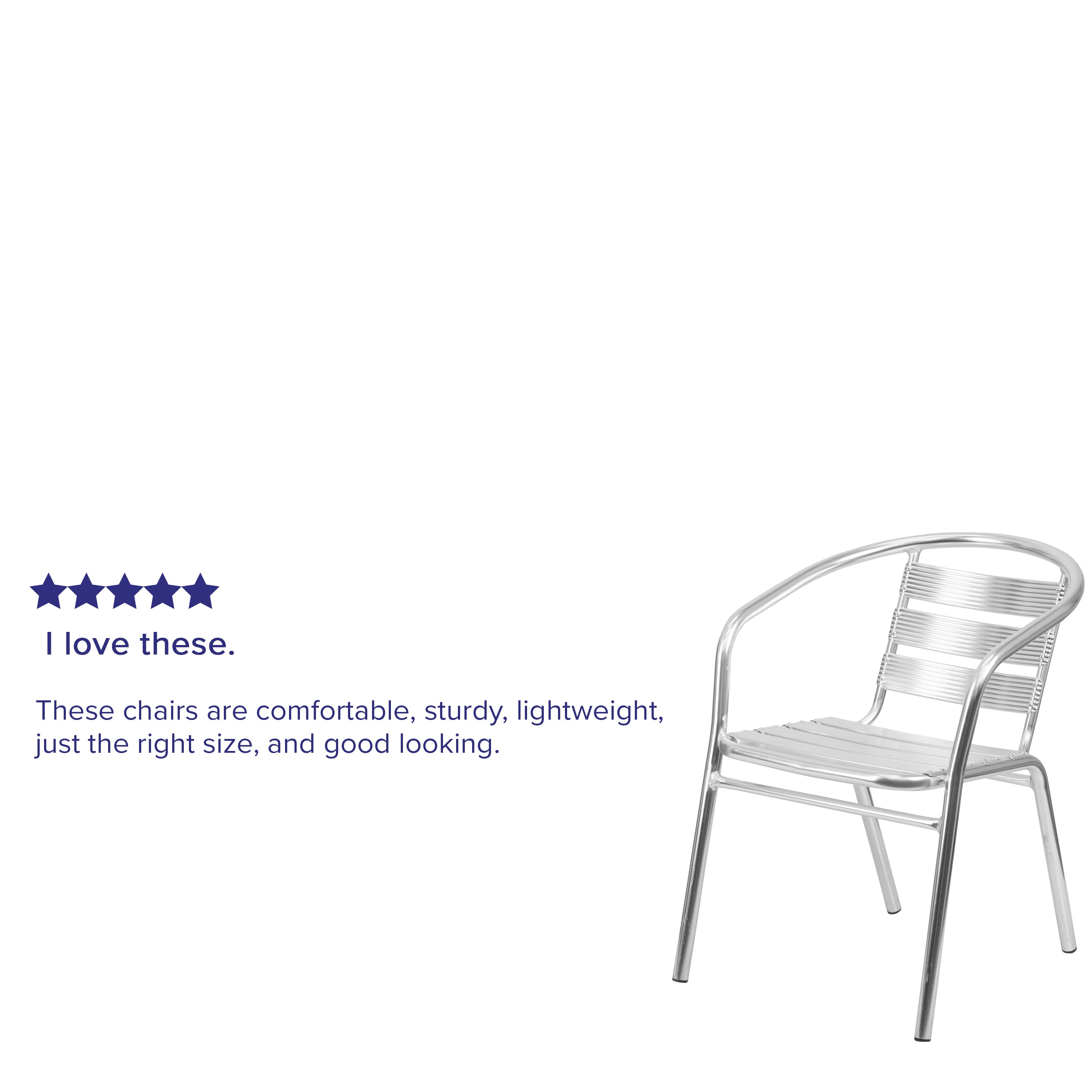 Emma + Oliver Heavy Duty Aluminum Indoor-Outdoor Stack Chair w/ Triple Slat Back