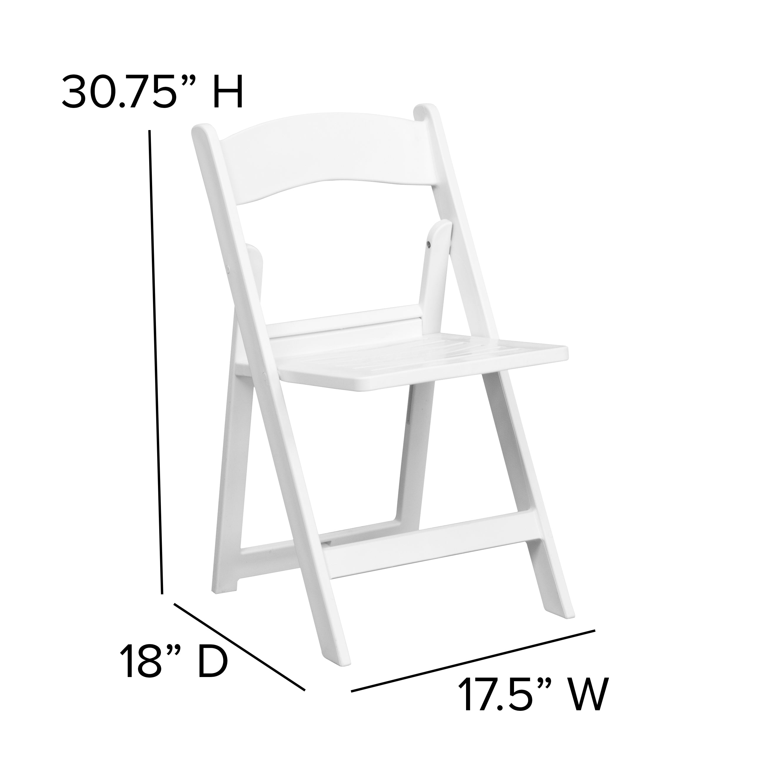 Flash Furniture HERCULES Series 1000 lb. Capacity White Resin Folding Chair with Slatted Seat