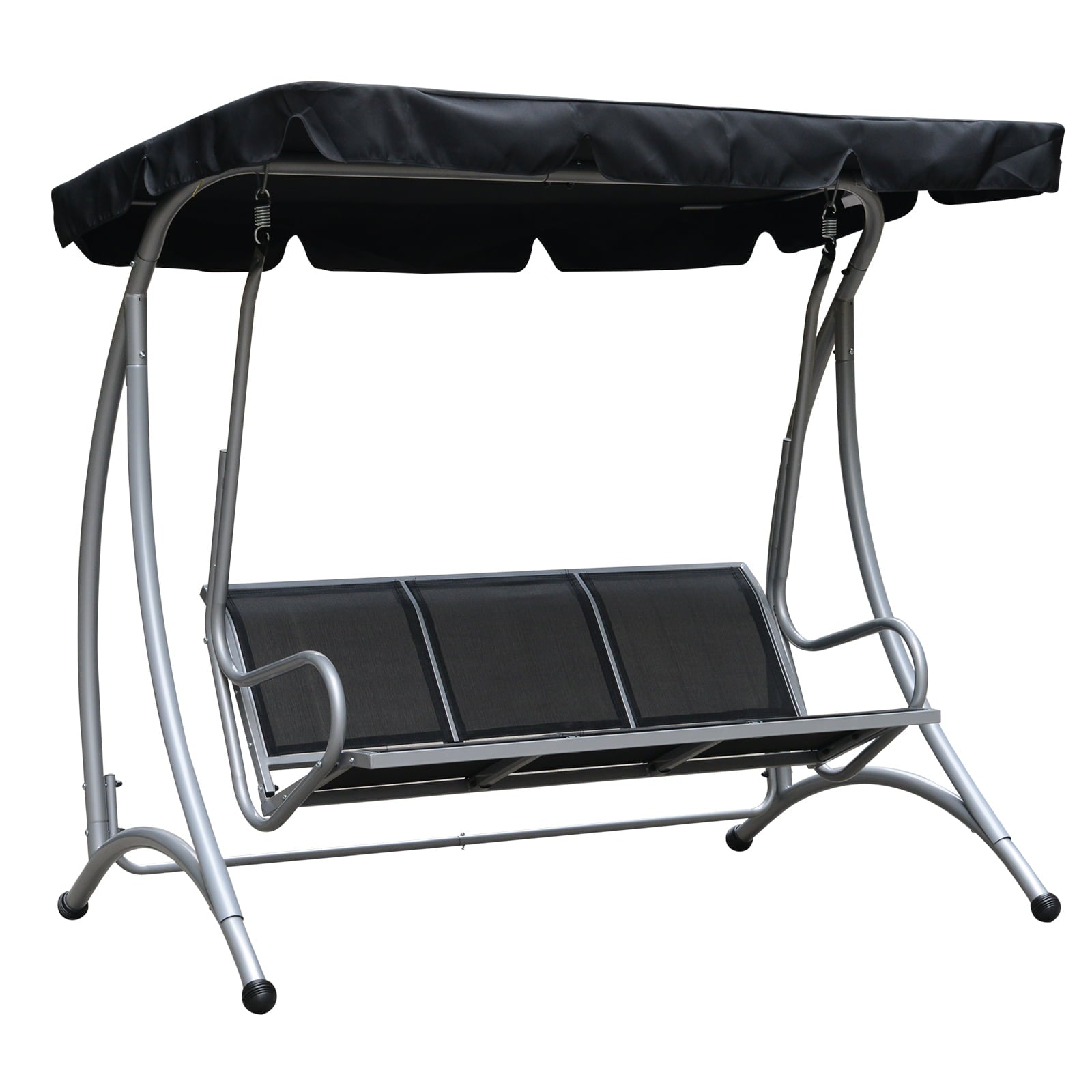 Outsunny 3 Person Patio Swing Chair with Adjustable Canopy, Black