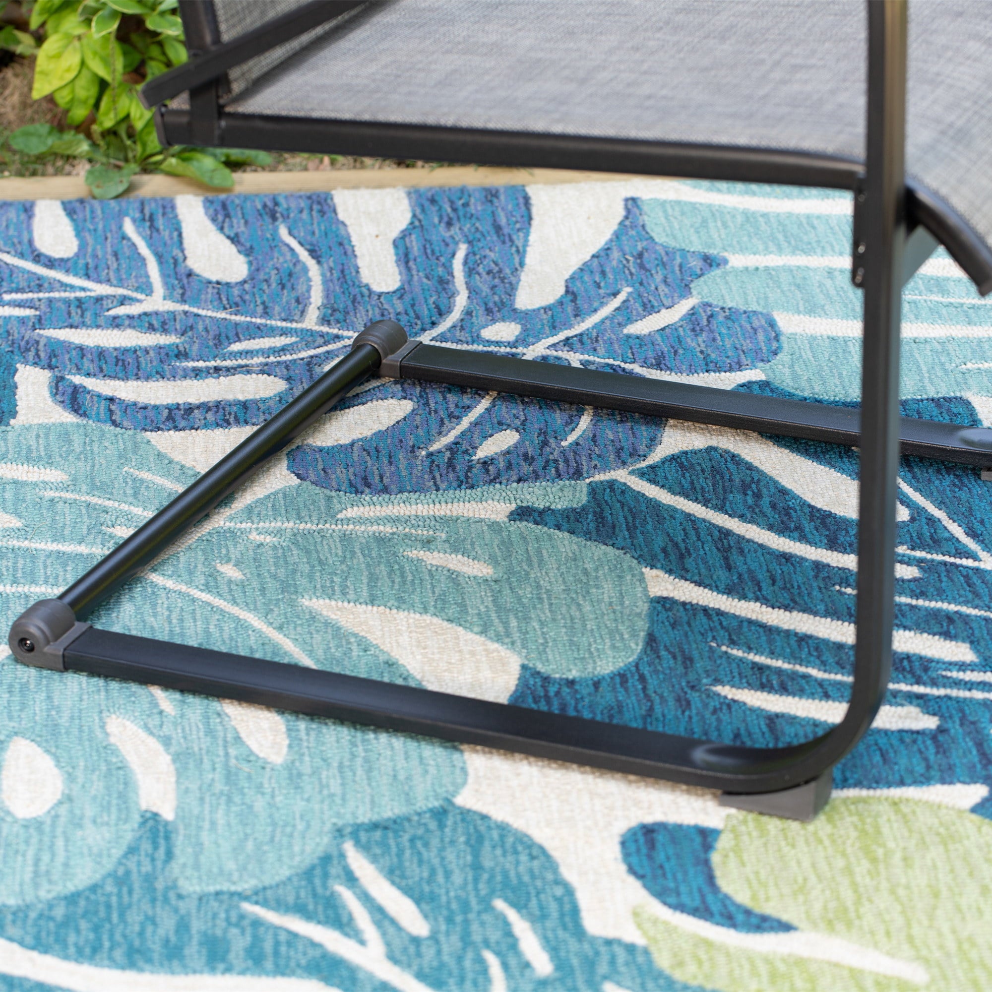 MF Studio 2-Piece Outdoor Patio C-spring Rocking Frame with Textilene Seat, Gay&Black