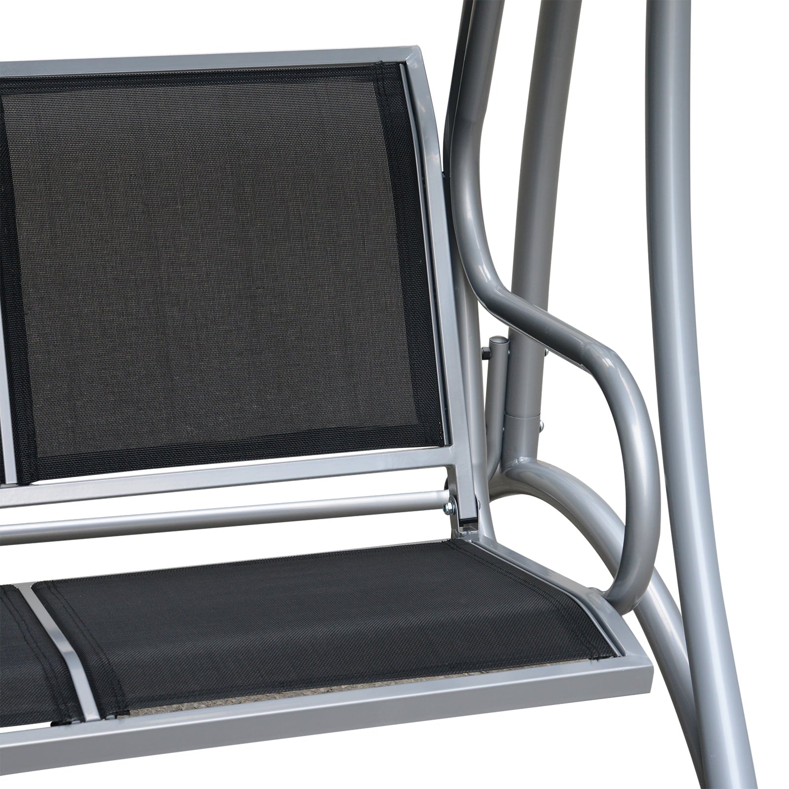 Outsunny 3 Person Patio Swing Chair with Adjustable Canopy, Black