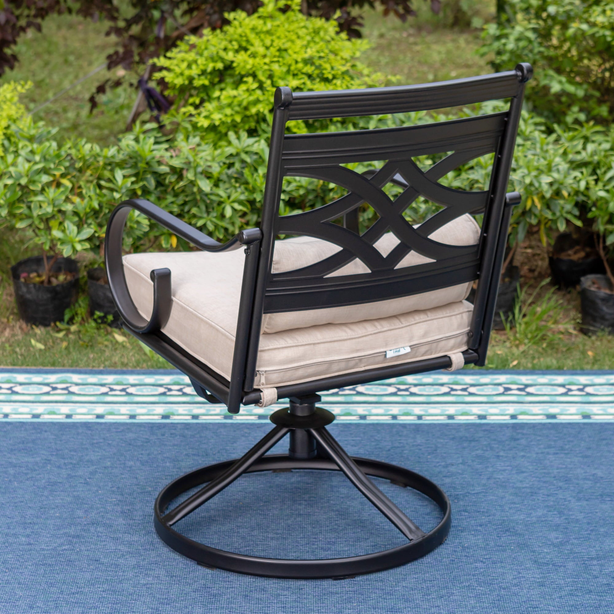 MF Studio Outdoor Dining Swivel Chair with Cushion, patio dining chairs set of two, Beige