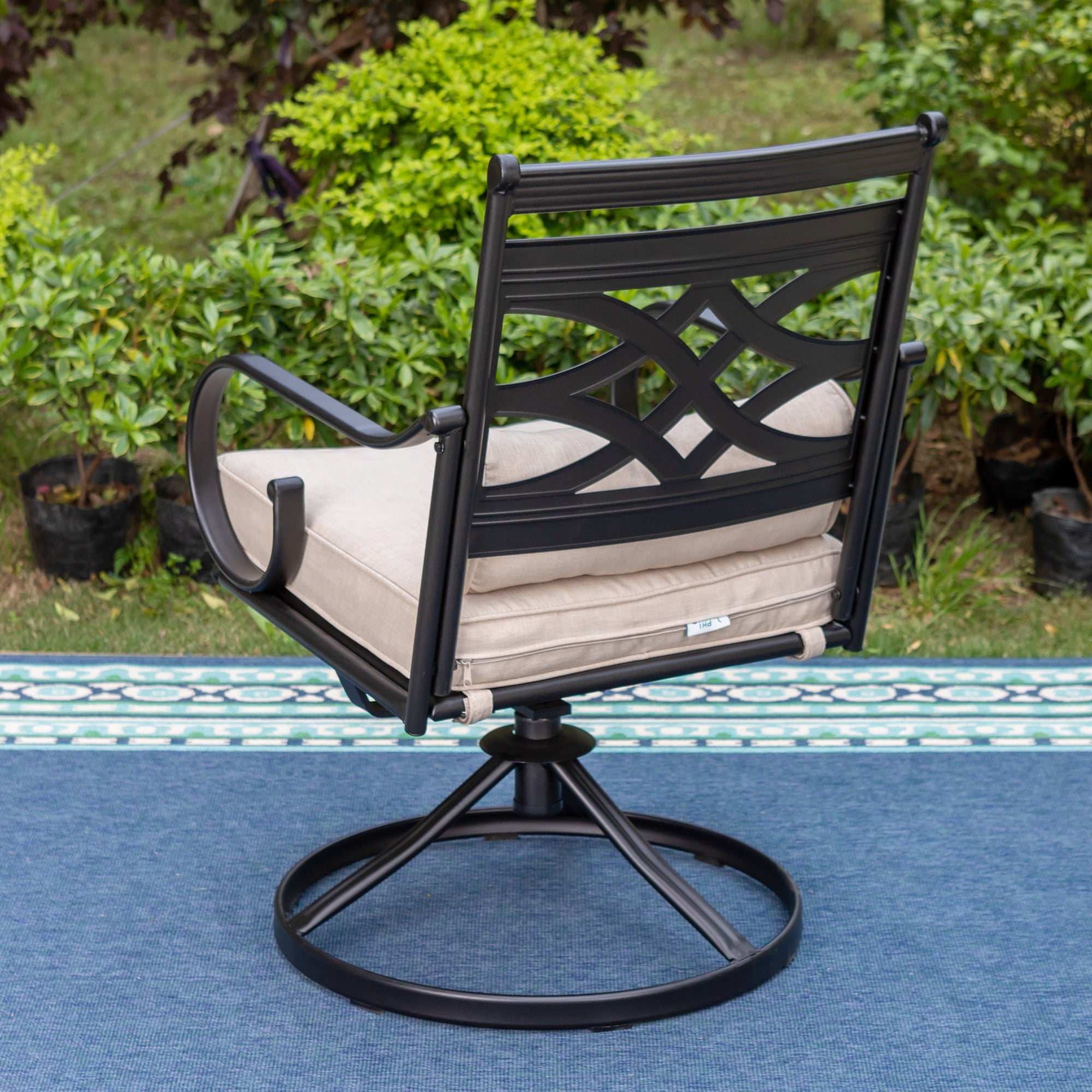 MF Studio Outdoor Dining Swivel Chair with Cushion, patio dining chairs set of two, Beige