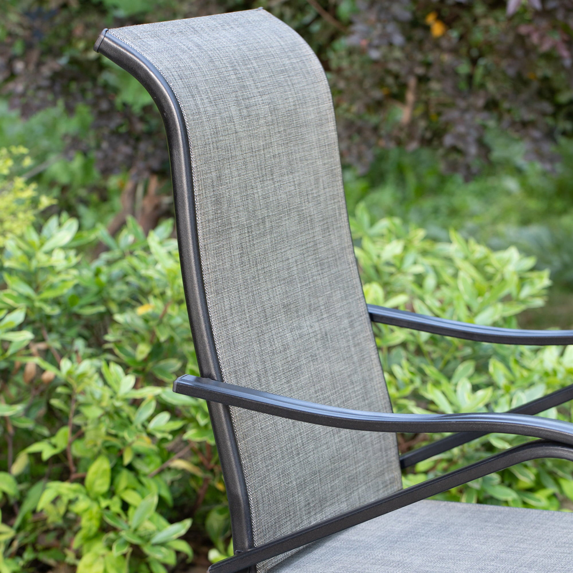 MF Studio 2-Piece Outdoor Patio C-spring Rocking Frame with Textilene Seat, Gay&Black