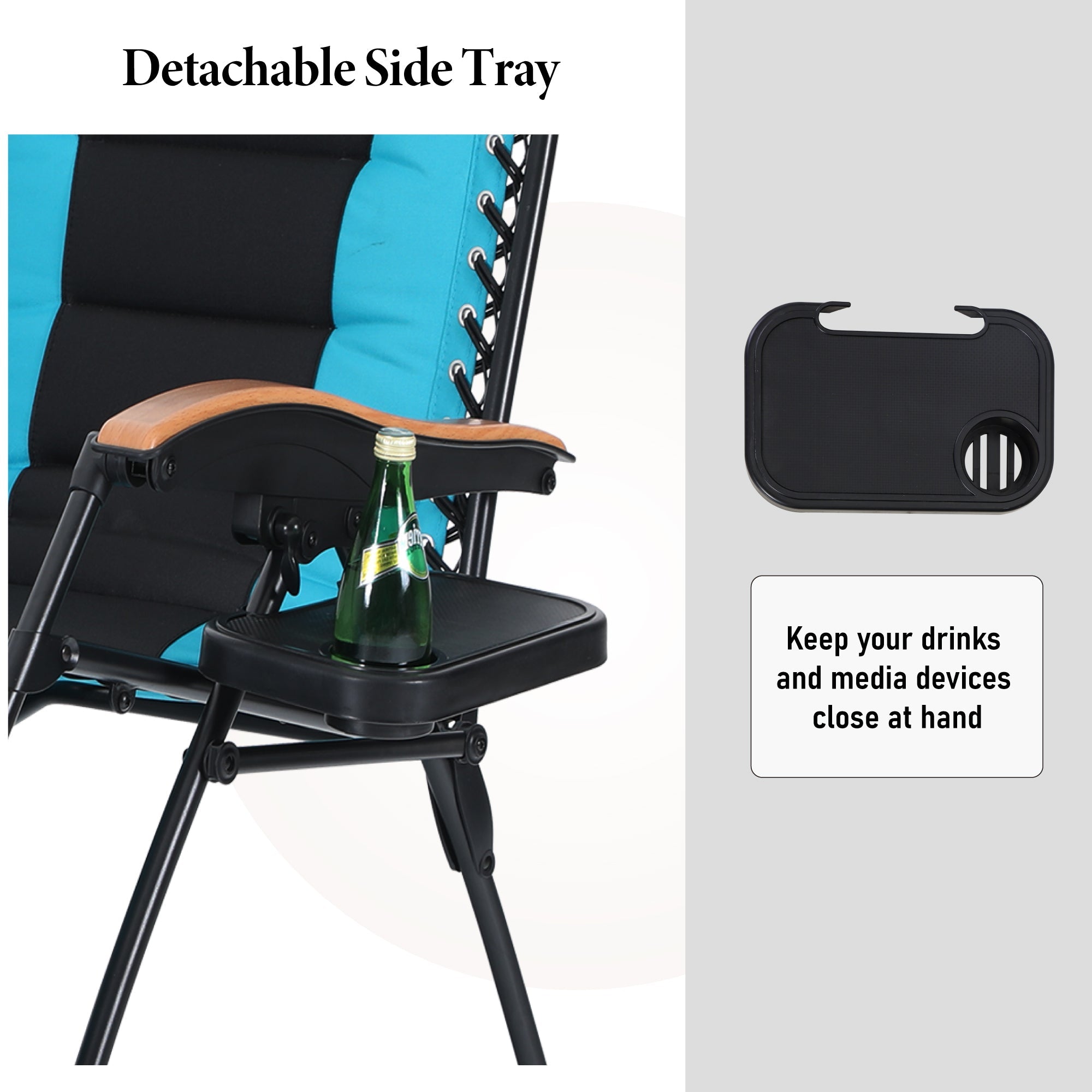 Sophia&William Outdoor XL Oversized Padded Zero Gravity Chair Camping Recliner - Pacific Blue