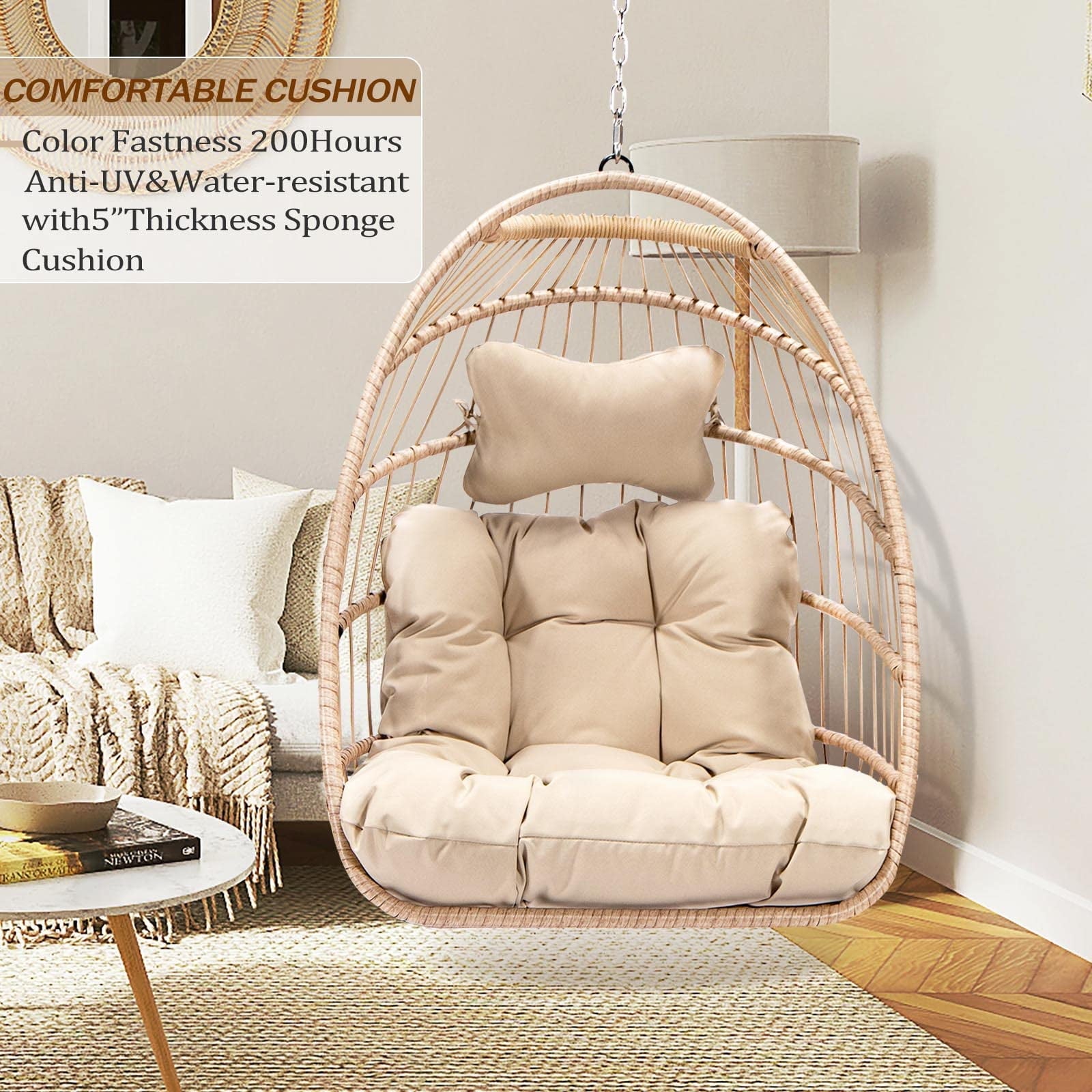 Nicesoul Swing Hanging Egg Chair 265lbs Capacity
