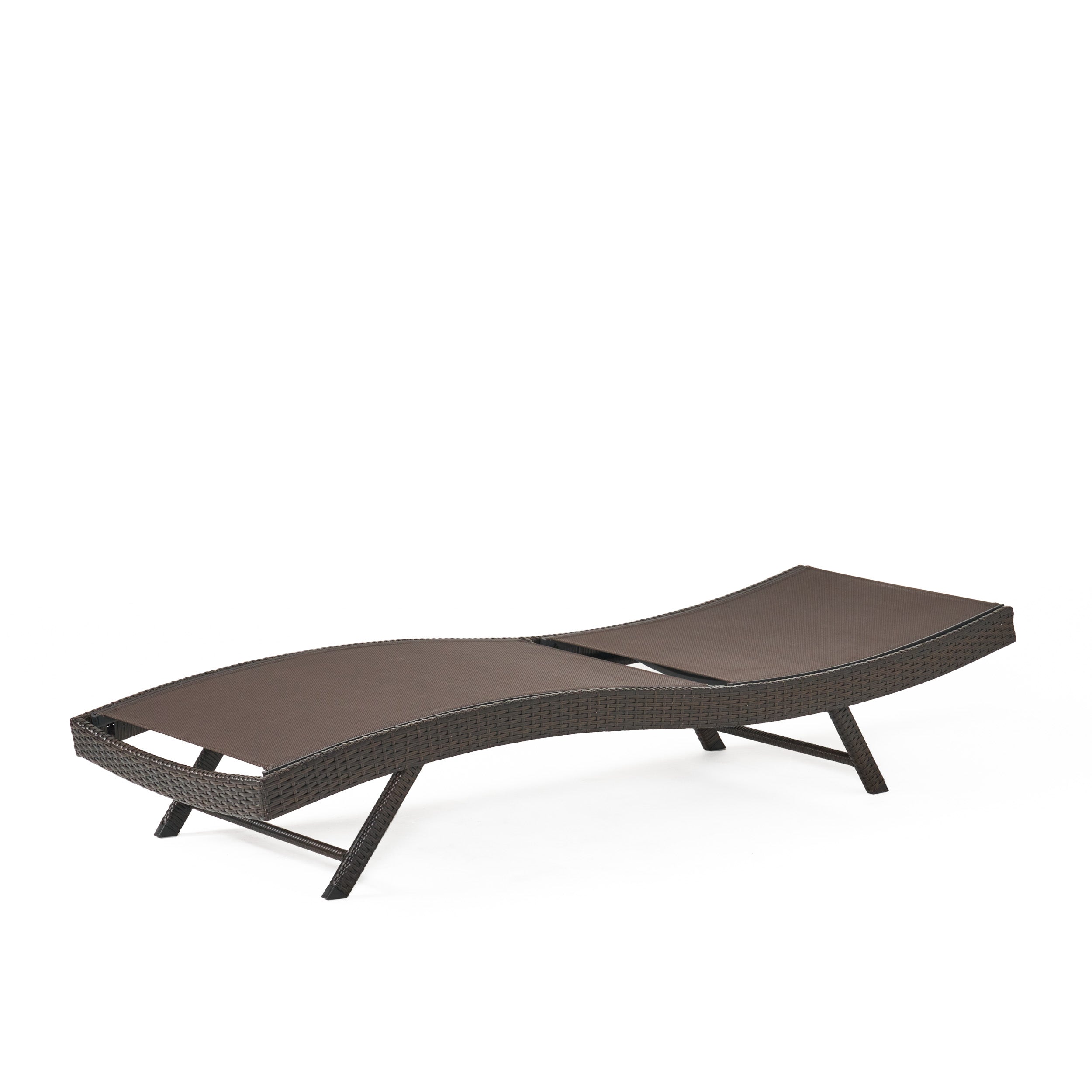 All Weather Synthetic Mesh Brown Chaise Lounger Set