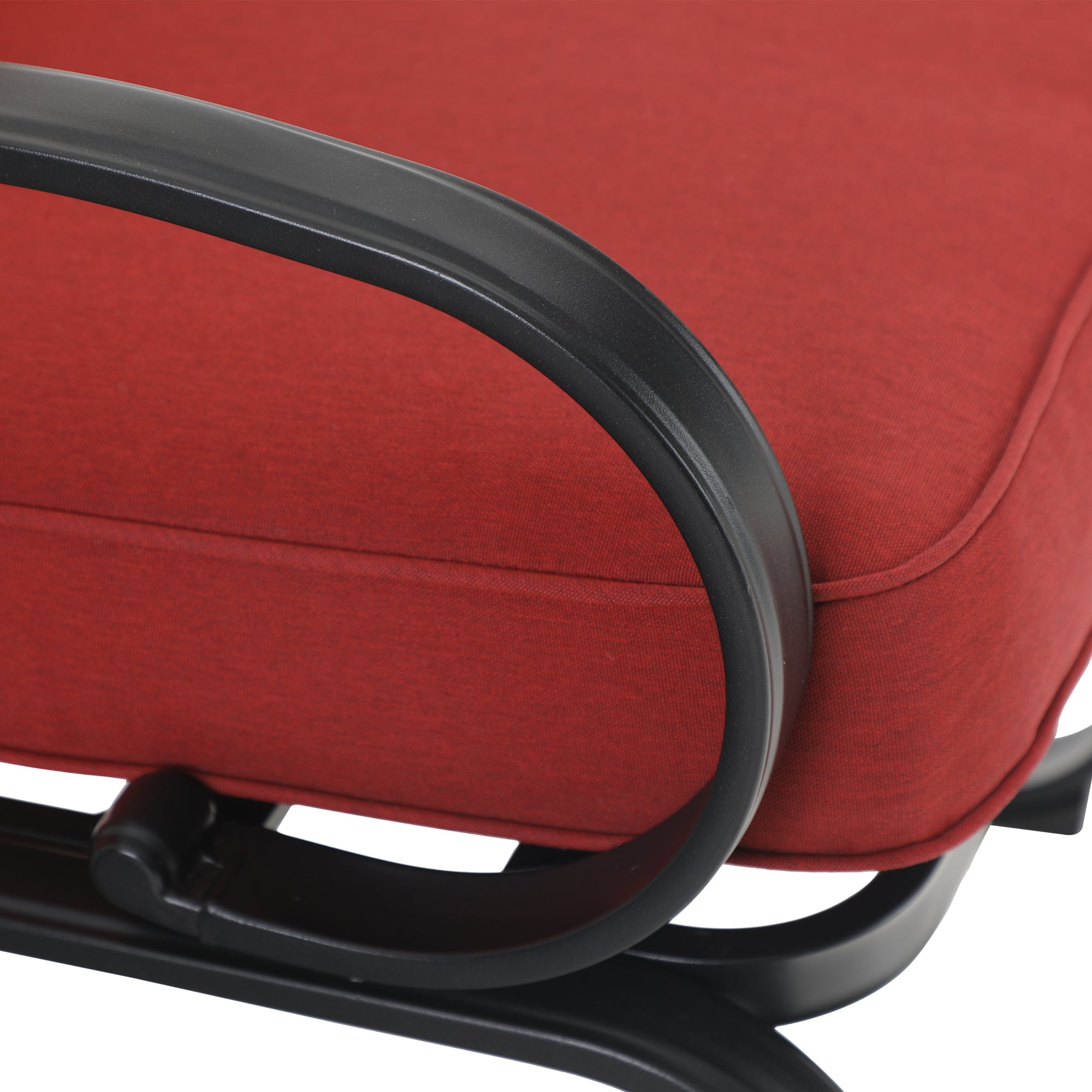 MF Studio Set of 2 Outdoor Dining Chairs, C-shape Steel Frame with Cushions, Black&Red