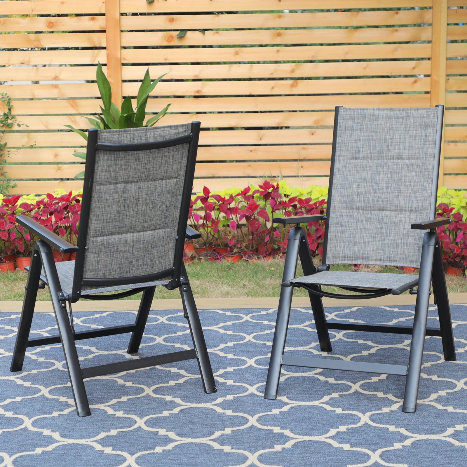 MF Studio Set of 2 Aluminum Outdoor Patio Folding Sling Chairs