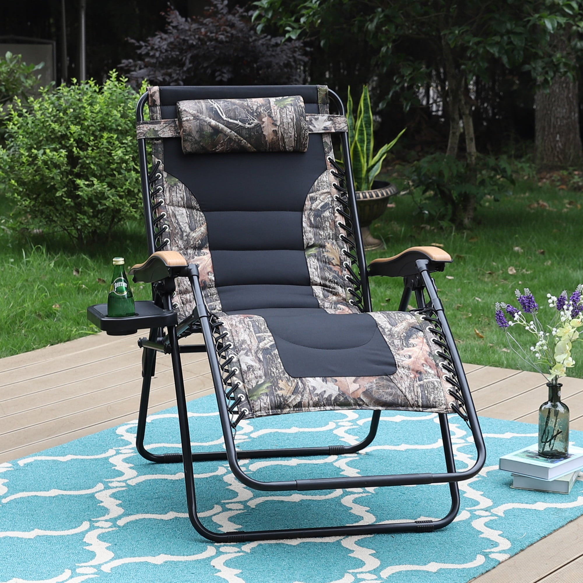 MF Studio XL Oversized Padded Zero Gravity Chair Folding Lounge Recliners With Cup Holder Camouflage
