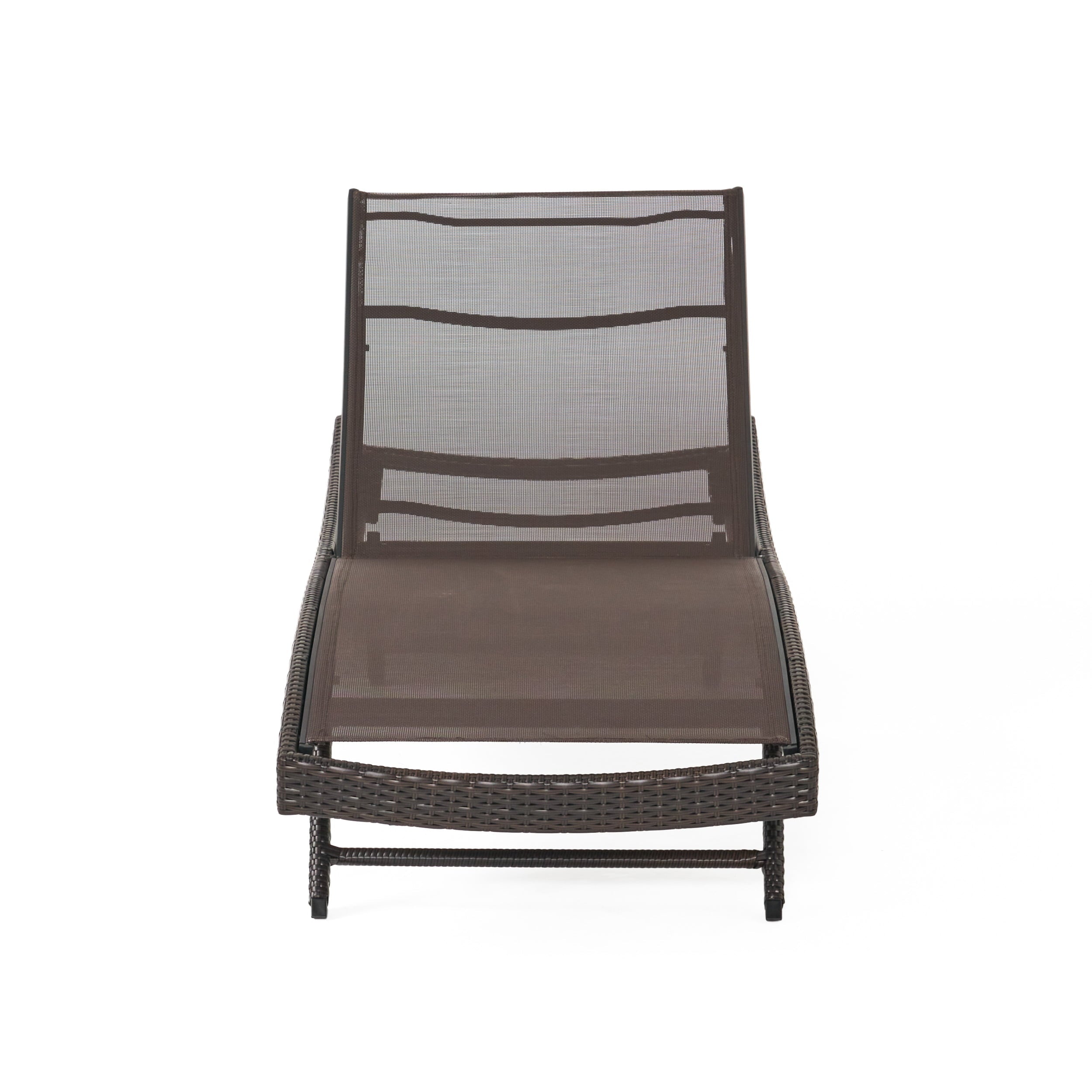 All Weather Synthetic Mesh Brown Chaise Lounger Set
