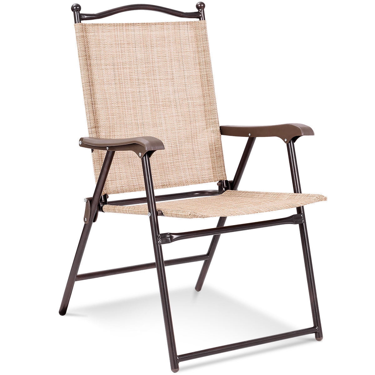 Gymax Set of 2 Folding Patio Furniture Sling Back Chairs Outdoors