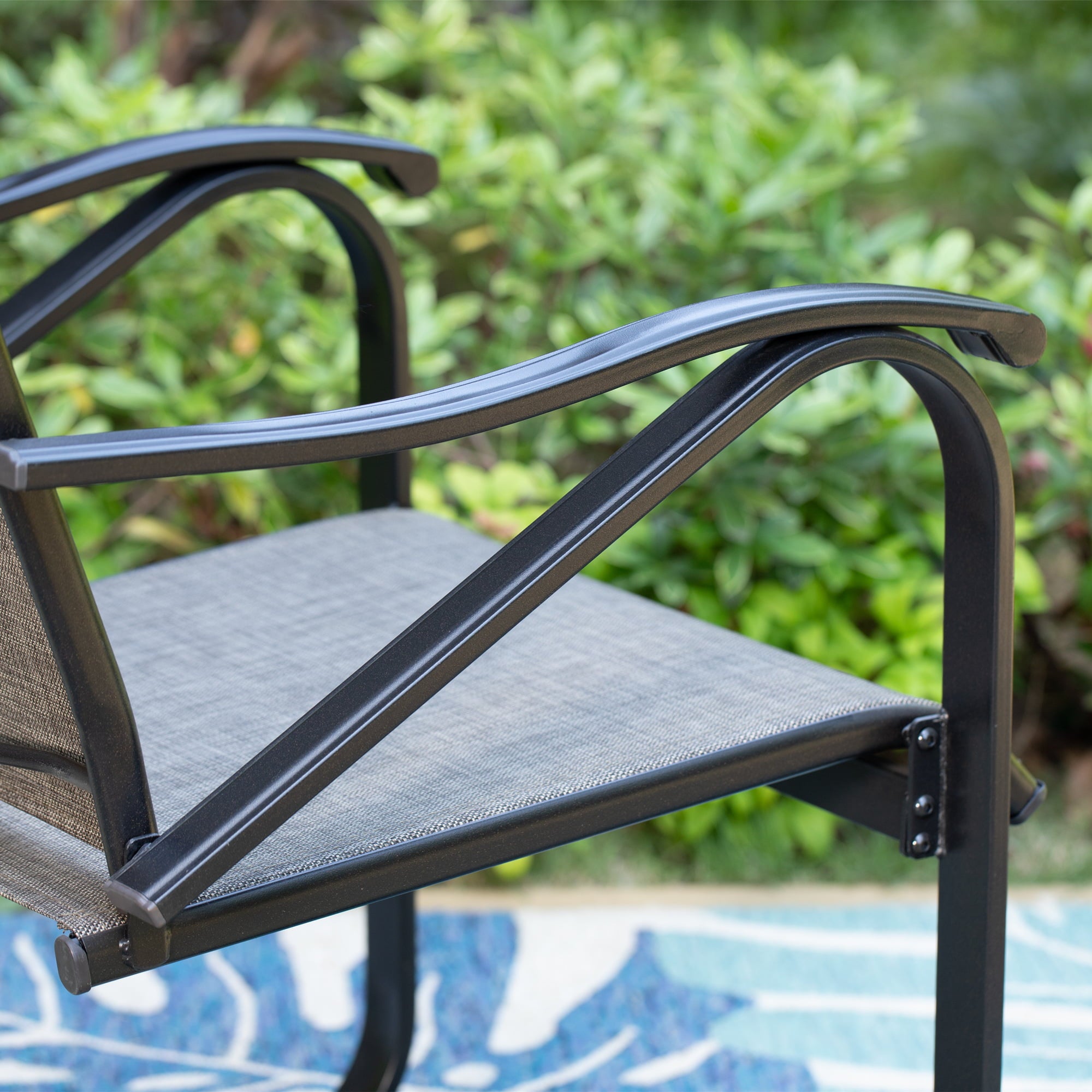 MF Studio 2-Piece Outdoor Patio C-spring Rocking Frame with Textilene Seat, Gay&Black