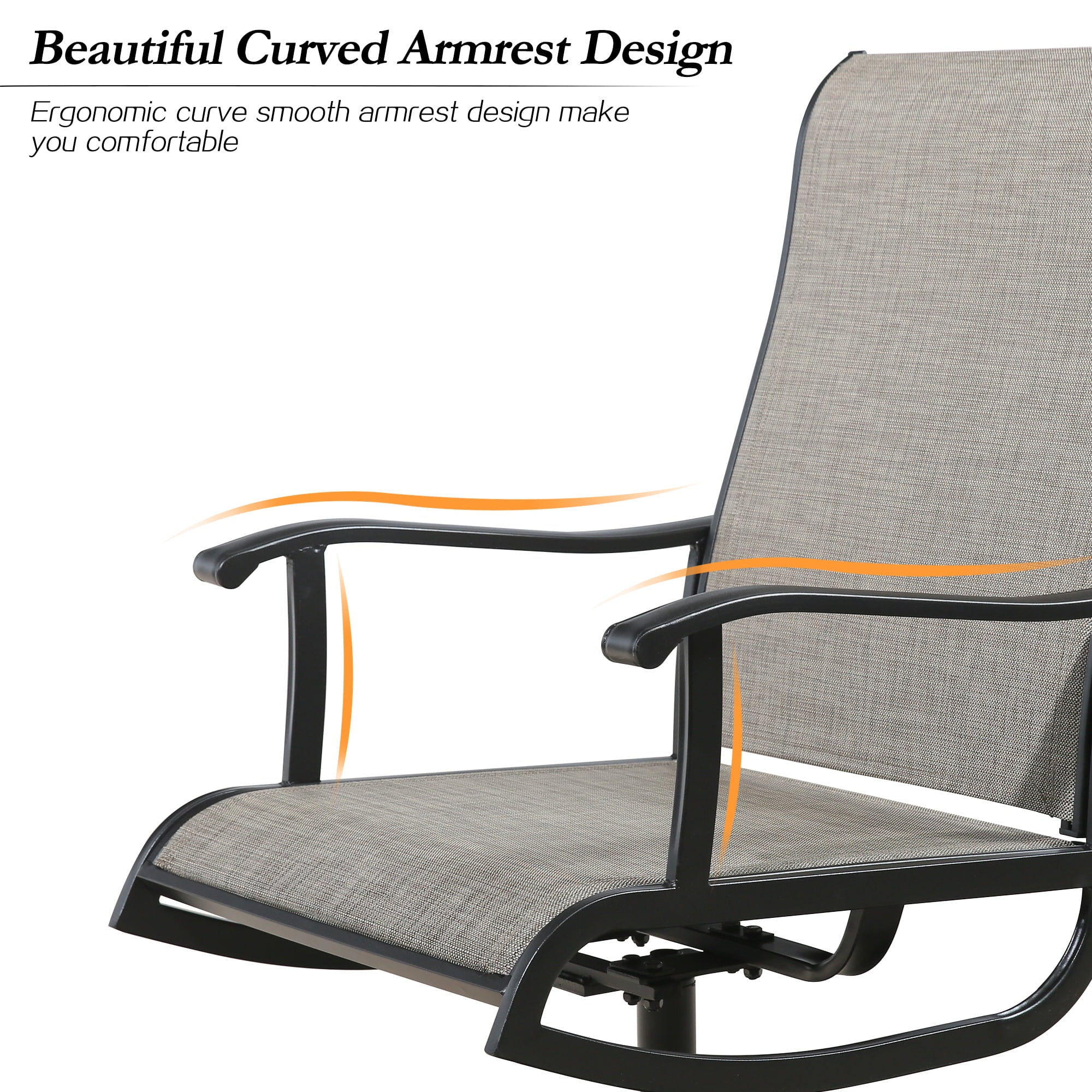 Ulax Furniture Outdoor Patio Swivel Dining Chairs Set of 2 with Breathable Textilene, Black Steel Frame