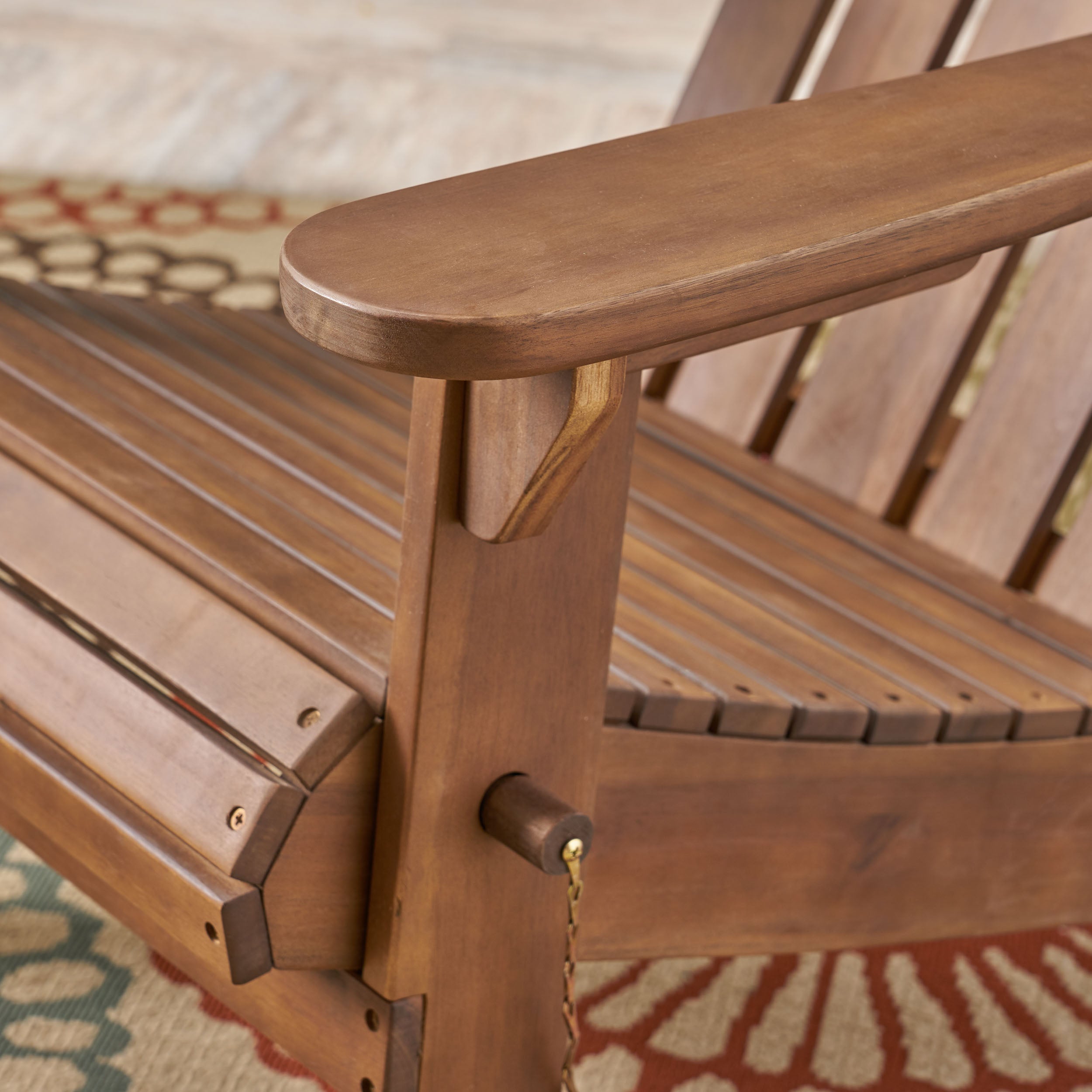 Harlee Outdoor Foldable Acacia Wood Adirondack Chair, Dark Brown